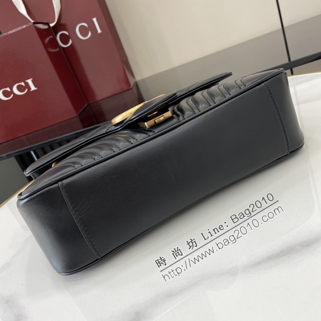 Gucci專櫃古馳最新款Marmont系列絎縫迷你手袋鏈條肩背包 jh2786型號：443497